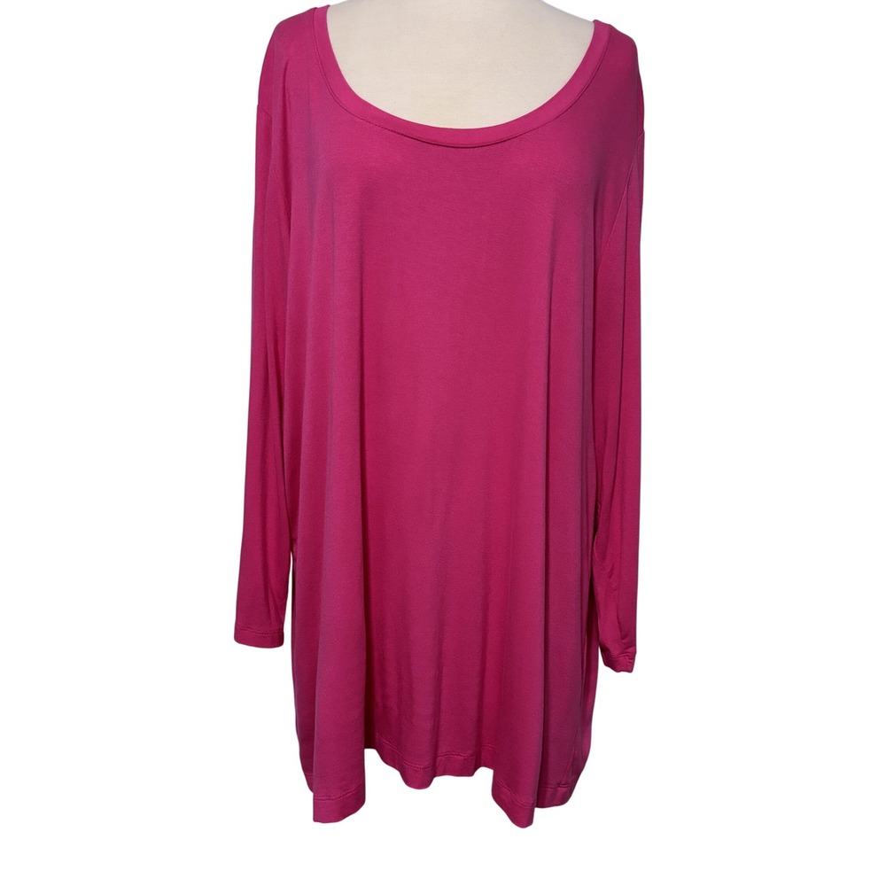 Cato 22/24W Pink Long Sleeve Stretch Tunic‎ Top Plus Size Rayon Spandex Soft